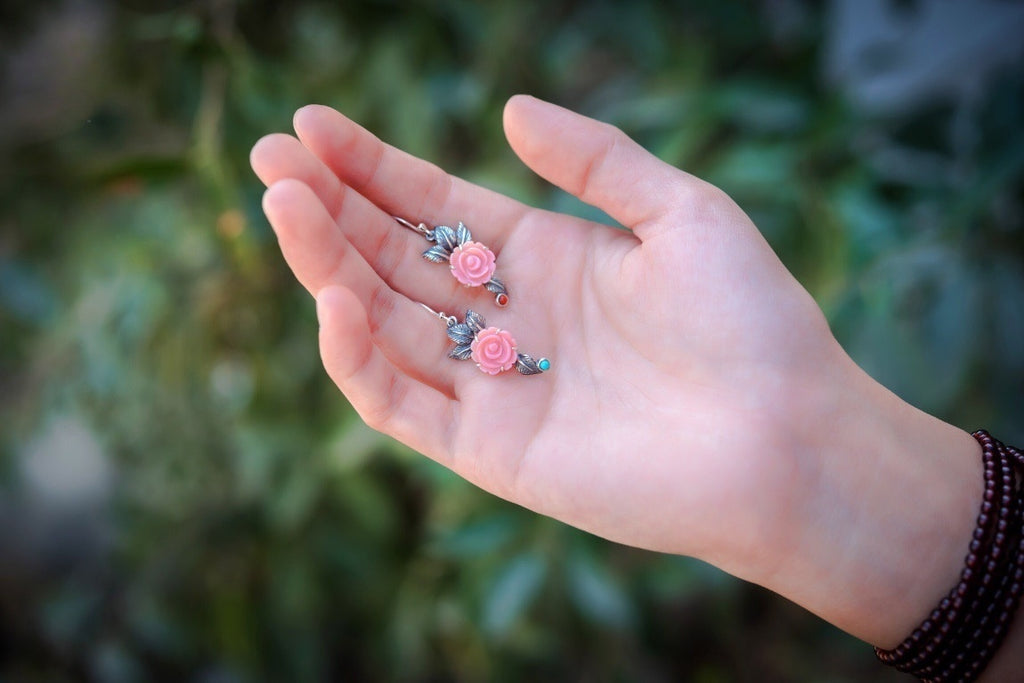 Queen Conch Rose Earrings | Rotating Sterling-Silver Love Blooms