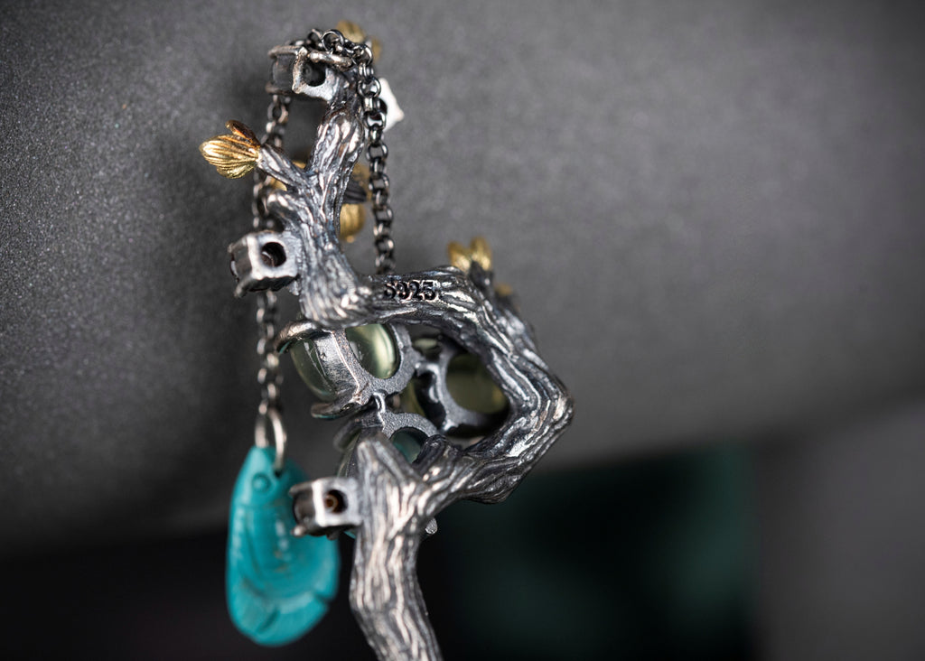 Grapevine Pisces Hairpin | Sterling Silver & Prehnite Drops