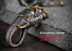 Tibetan Elephant-God Keychain – Silver, Turquoise & Agate