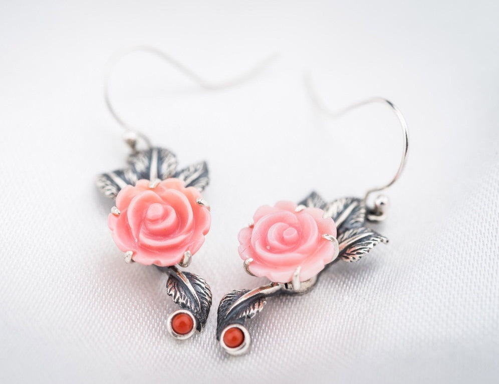 Queen Conch Rose Earrings | Rotating Sterling-Silver Love Blooms