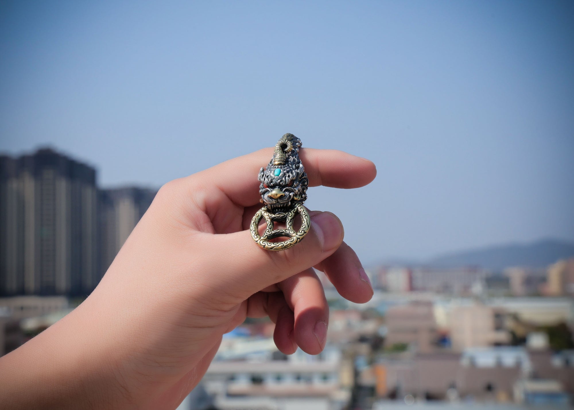 Handcrafted Tibetan Pixiu Keychain with Energy Blessing