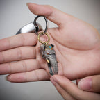 Tibetan Elephant-God Keychain – Silver, Turquoise & Agate