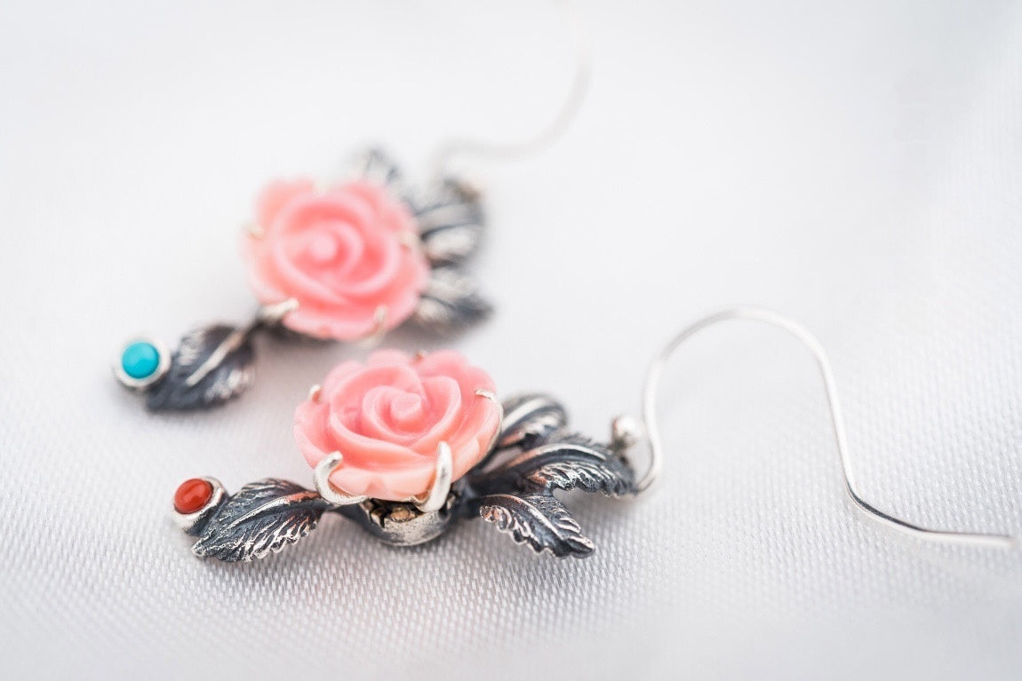 Queen Conch Rose Earrings | Rotating Sterling-Silver Love Blooms