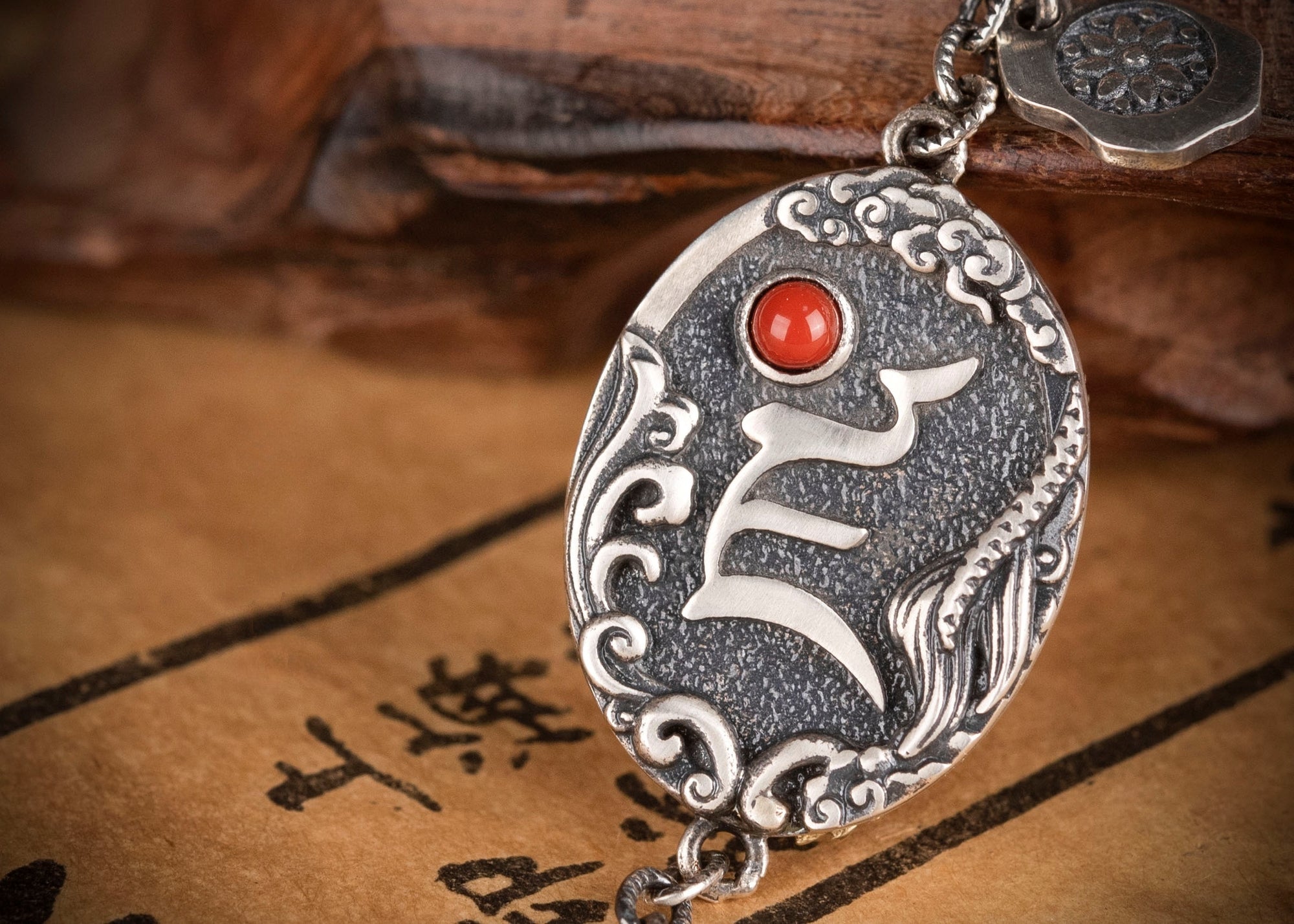 White Jambhala Wealth Bracelet | 925 Silver & Red Agate