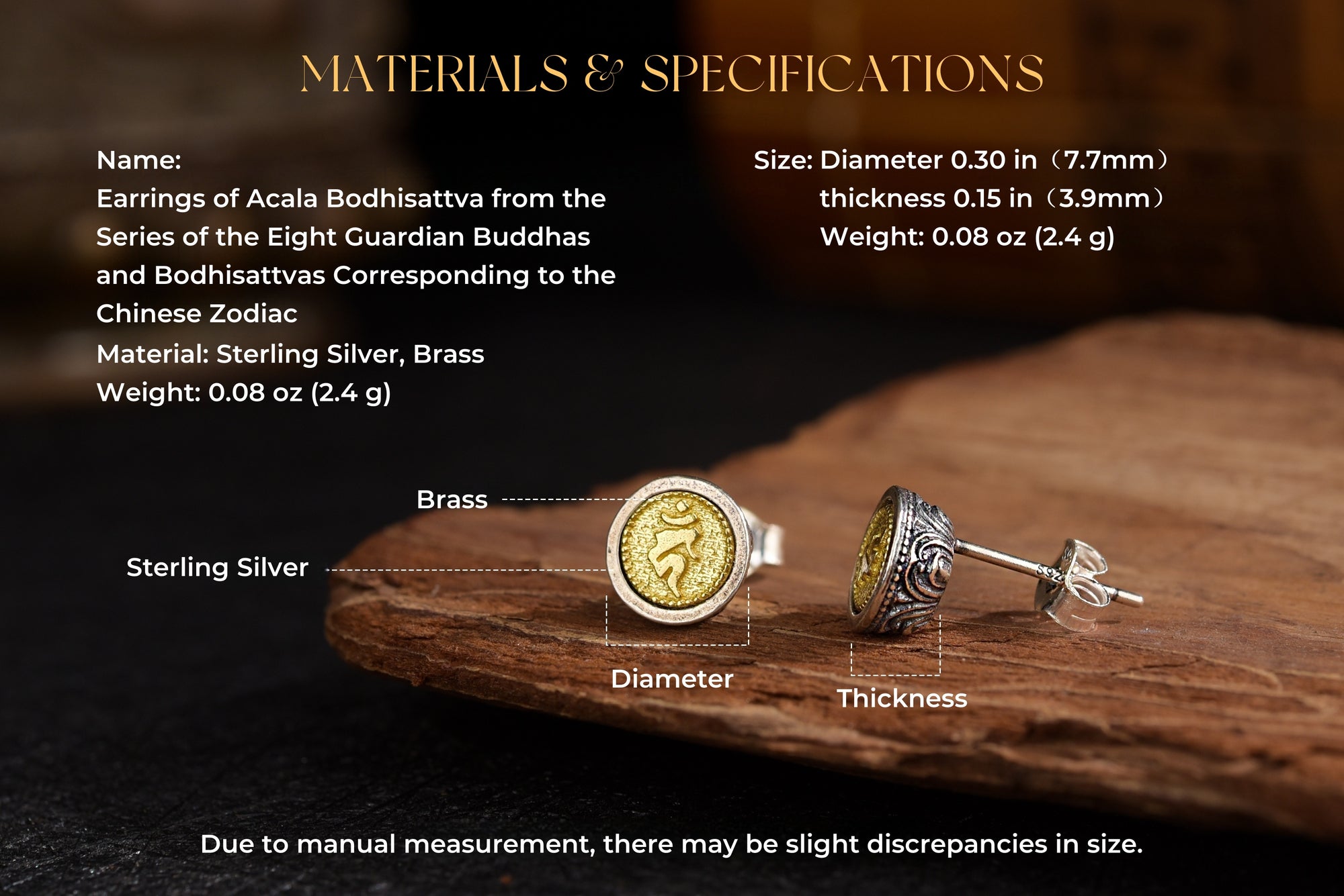 Guardian Zodiac Buddha Stud Earrings | 925 Silver & Brass
