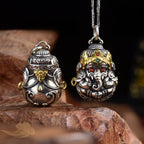 Baby Ganesha Blessing Pendant | Sterling Silver & Gemstone Charm