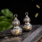 Tibetan Gourd Pendant | Sterling Silver, Brass & Agate Luck Charm