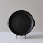 Tibetan Black Pottery  Double‑Ear Tray – Handmade Rustic Plate