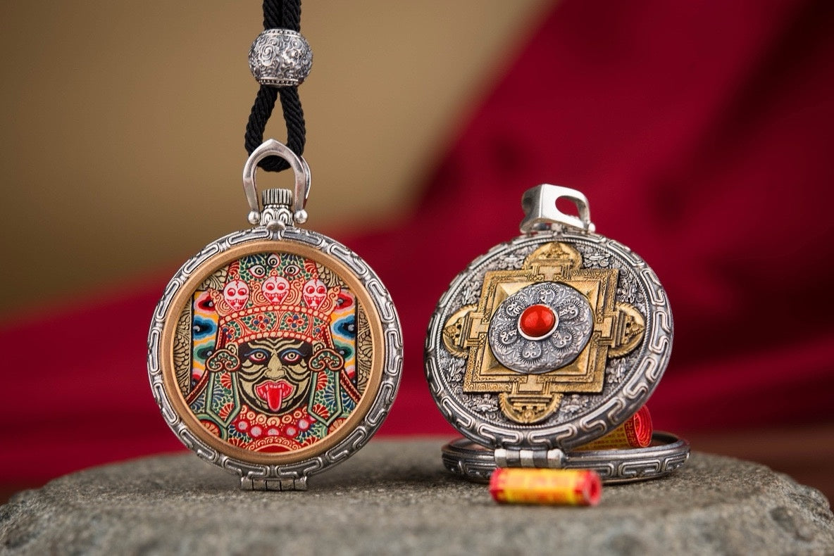 Mandala Gau Thangka Locket Necklace | 925 Silver Amulet