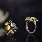 Hope Stone Prehnite Vine Ring | 925 Silver & Tourmaline