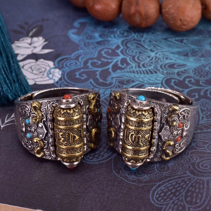 Spinning Mantra Taotie Ring | 925 Silver, Turquoise & Agate