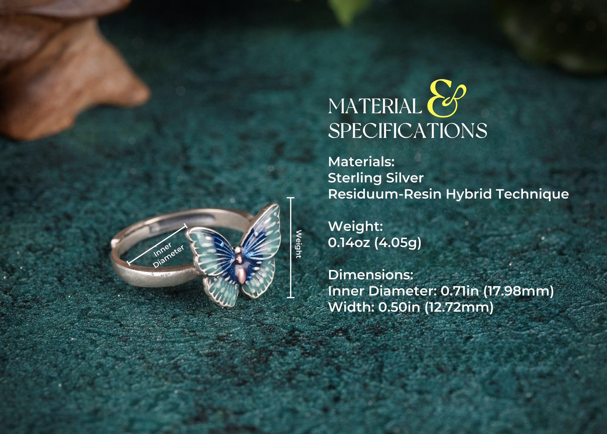 Tibetan “Love‑Wing” Butterfly Ring | 925 Silver Cloisonné