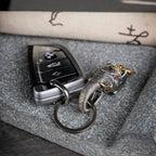 Tibetan Elephant-God Keychain – Silver, Turquoise & Agate