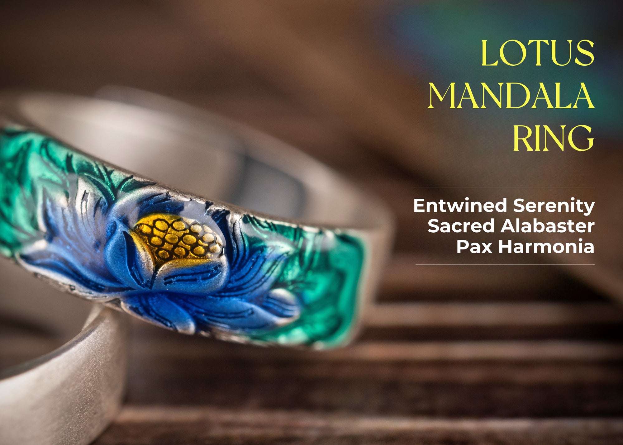 Lotus Mandala Ring | 925 Silver & Bio‑Resin Enamel