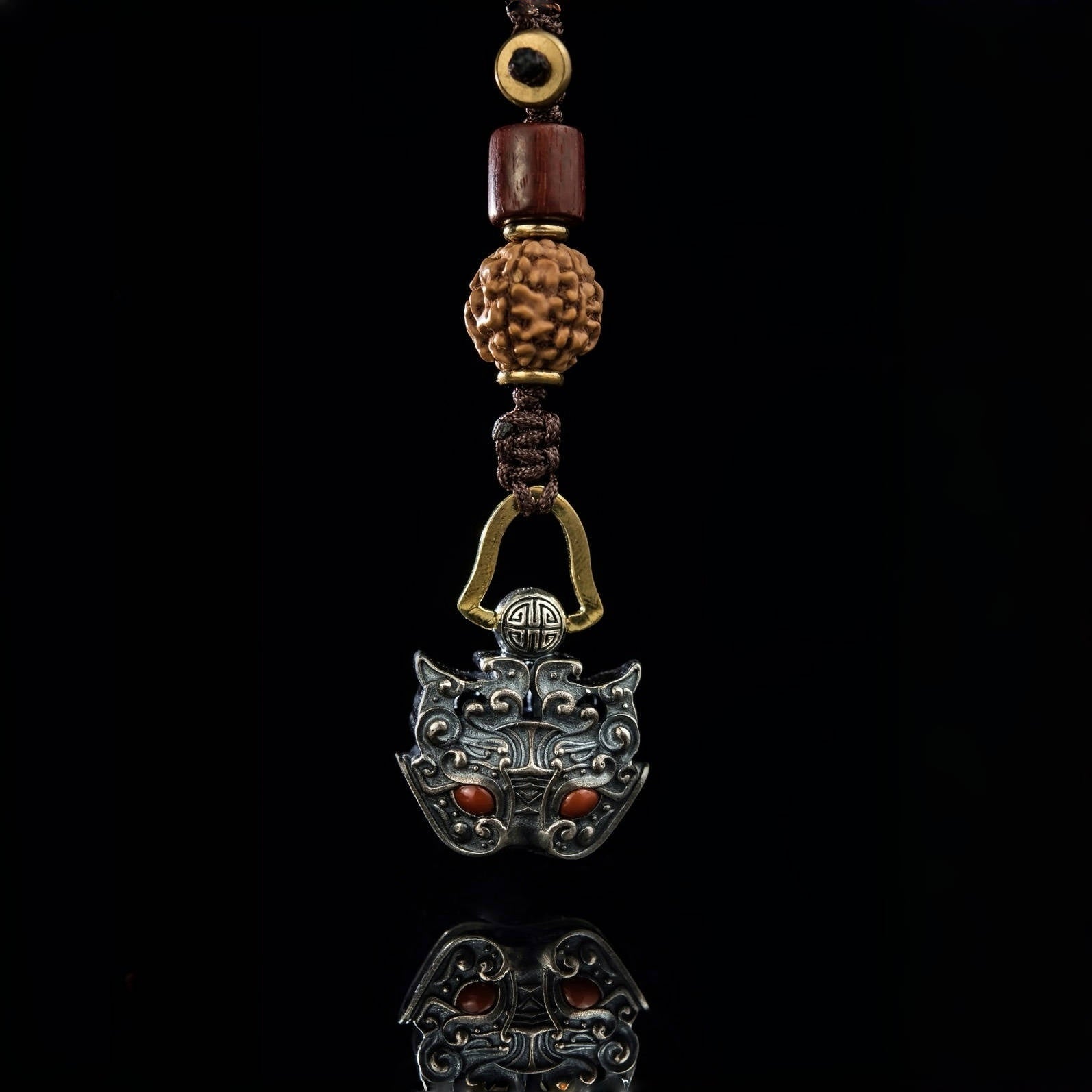 Pixiu Wealth Bell Pendant | Sterling Silver & Turquoise Amulet