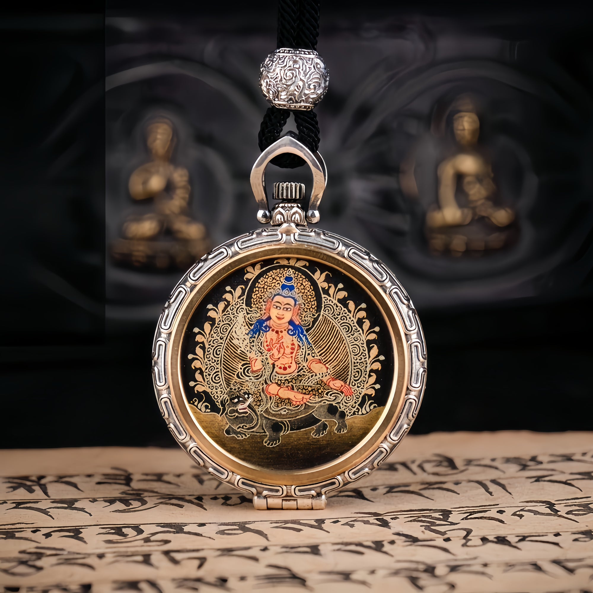Mandala Gau Thangka Locket Necklace | 925 Silver Amulet
