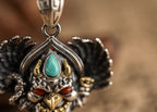 Garuda Guardian Pendant | Sterling Silver, Agate & Turquoise