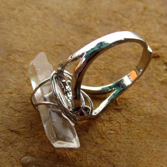 Himalayan Energy Raw Crystal Ring | Adjustable White Quartz Statement Ring | 21-Power Natural Stone Jewelry