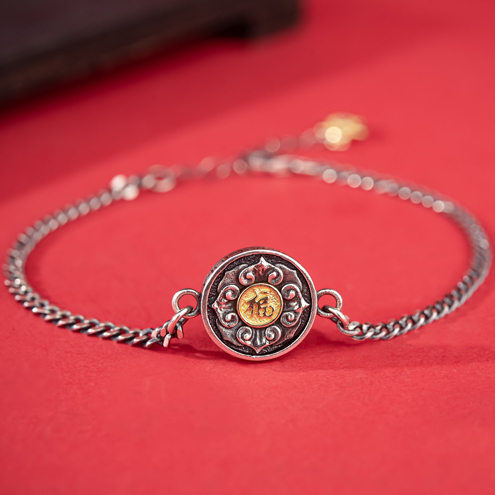 Nine‑Tail Fox Talisman Bracelet | 925 Silver & Red Zircon