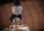 Hand‑Painted Thangka Amulet Necklace | 925 Silver & Rotating Dharma Wheel