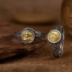 Eight Guardian Buddha Ring | 925 Silver, Brass & Agate