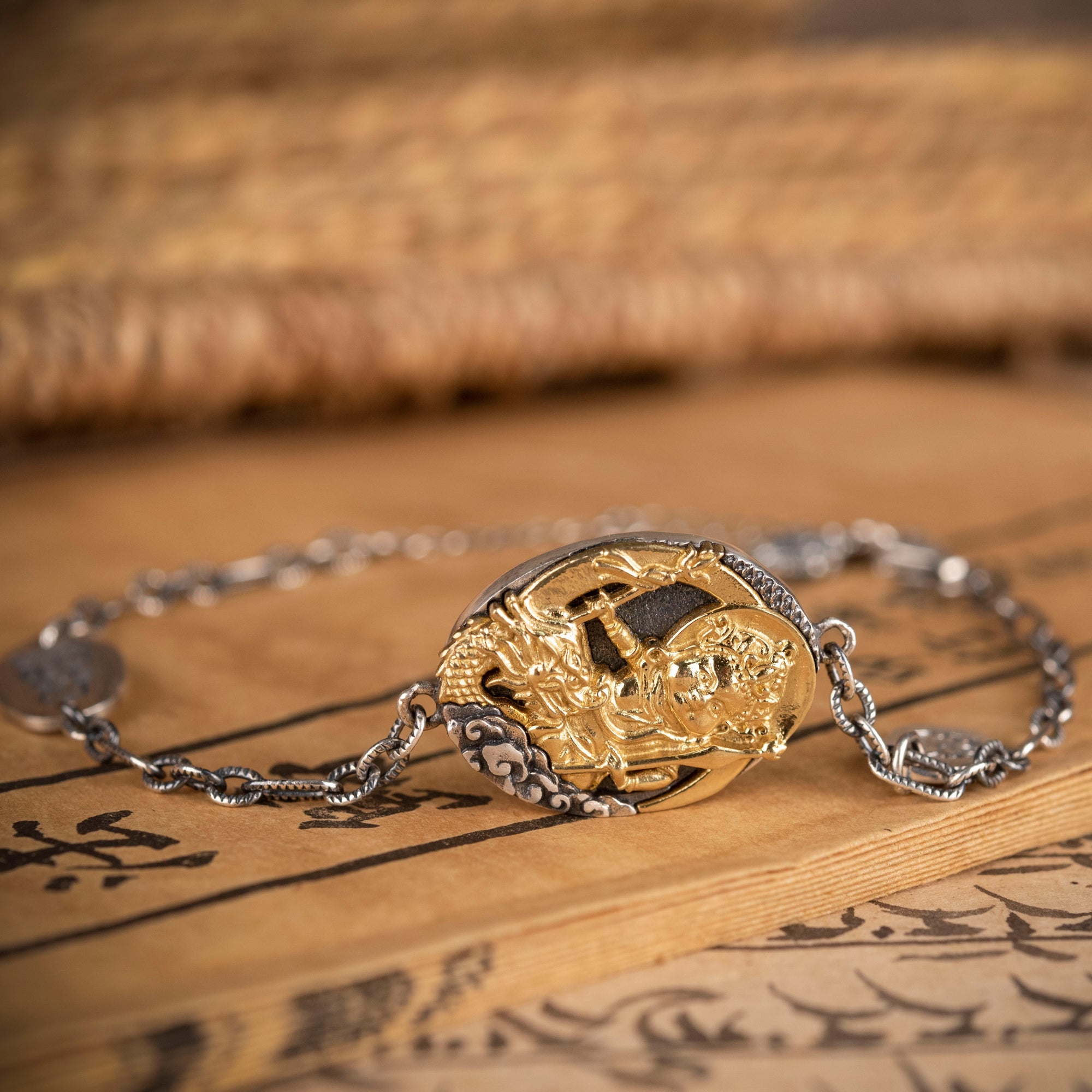 White Jambhala Wealth Bracelet | 925 Silver & Red Agate