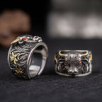 Strength of the Yak Ring | Silver, Brass & Agate Eyes