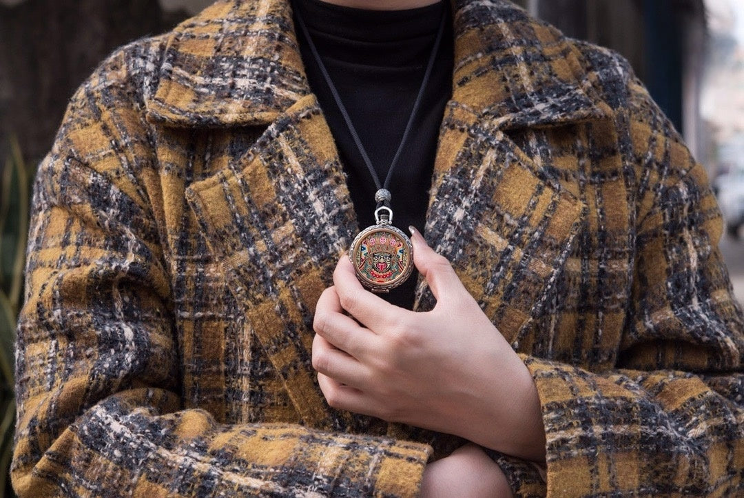 Mandala Gau Thangka Locket Necklace | 925 Silver Amulet