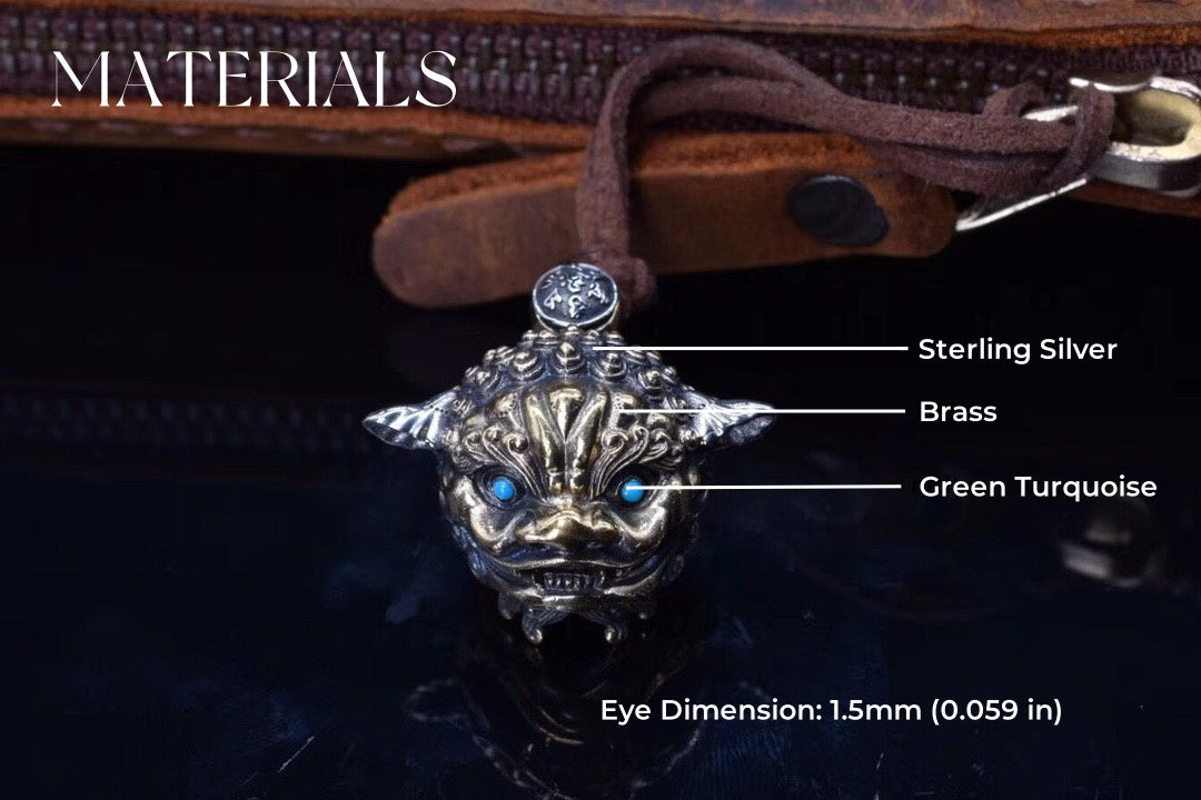 Tibetan Snow-Lion Guardian Pendant – Silver Bell & Feng-Shui Luck
