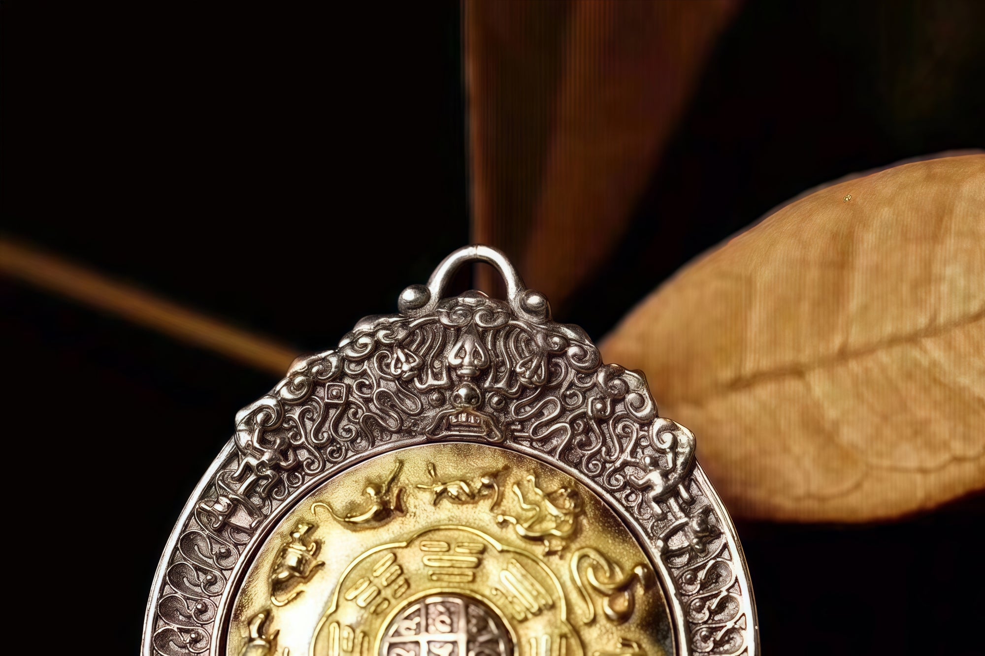 Nine-Palace Bagua Spinner Pendant | Sterling-Silver & Brass