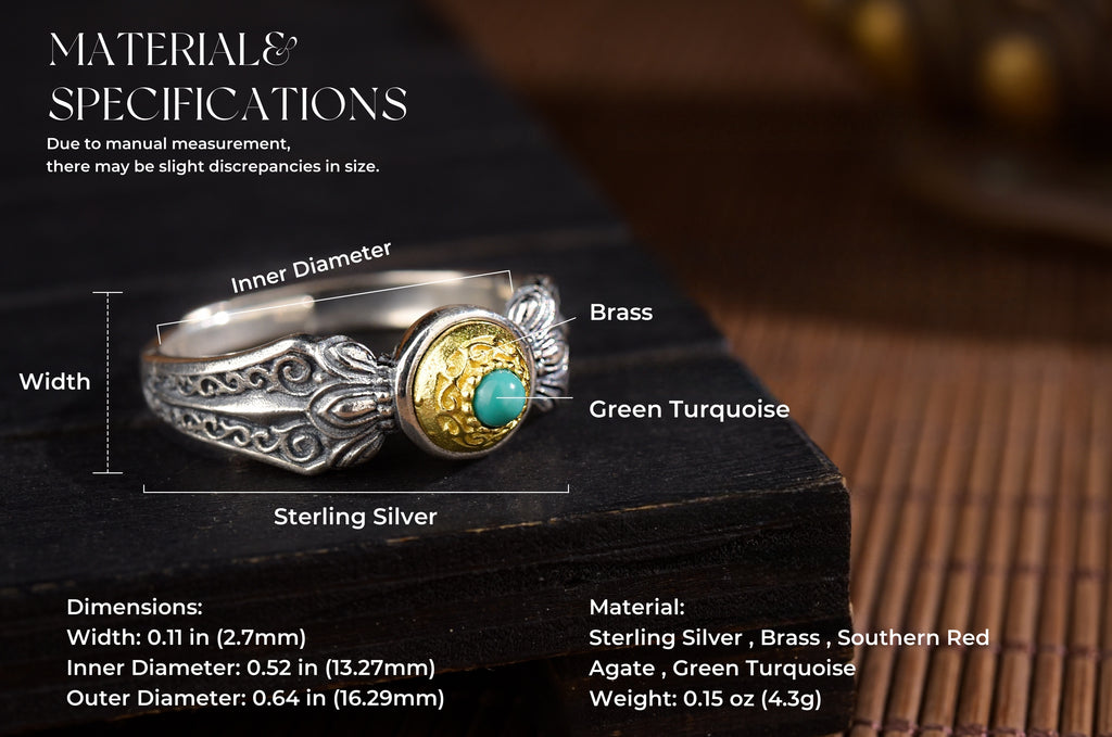 Vajra Mani Spinner Ring | 925 Silver, Agate / Turquoise