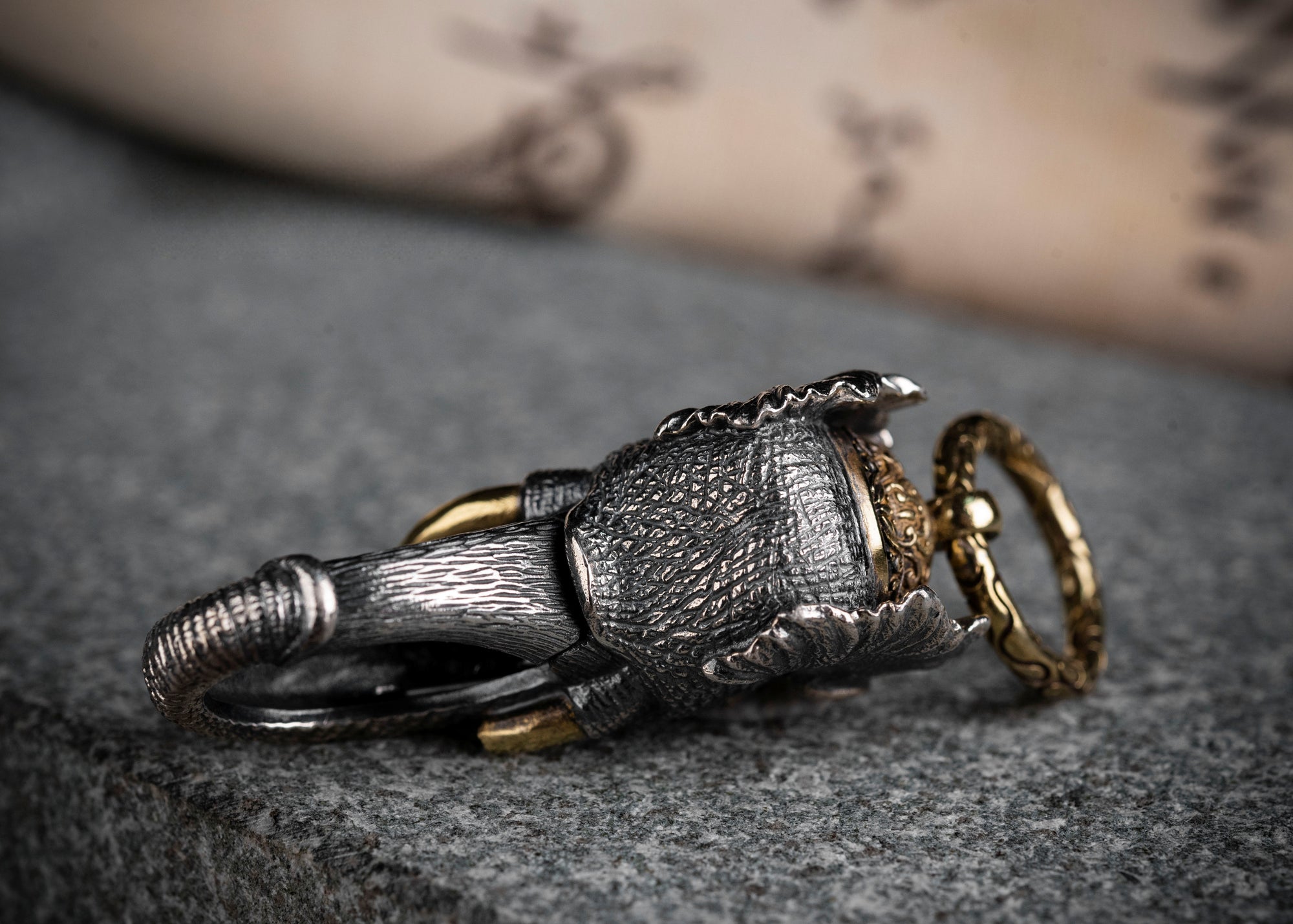 Tibetan Elephant-God Keychain – Silver, Turquoise & Agate
