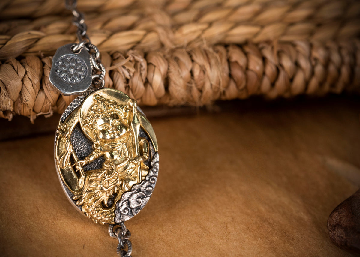 White Jambhala Wealth Bracelet | 925 Silver & Red Agate