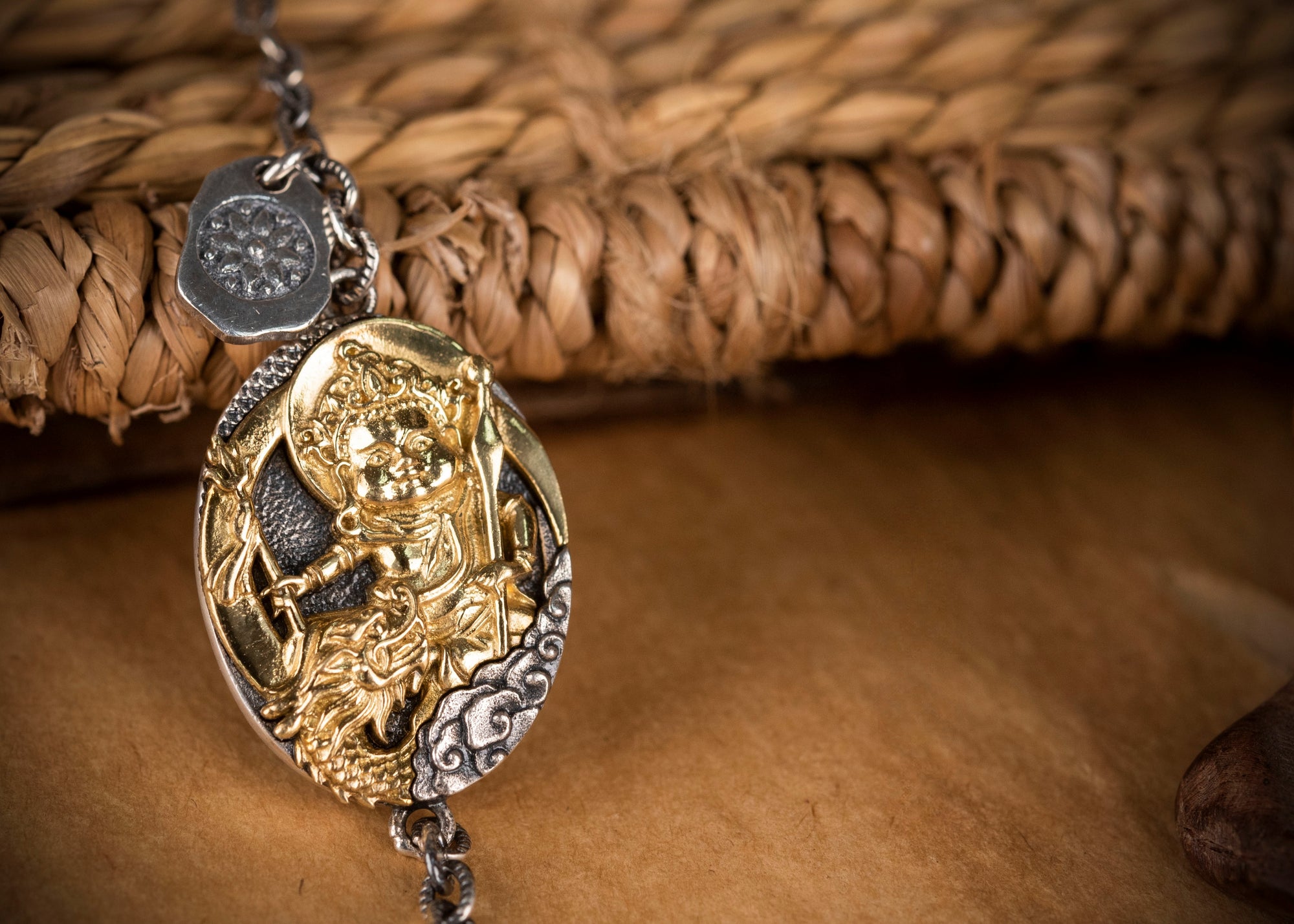 White Jambhala Wealth Bracelet | 925 Silver & Red Agate