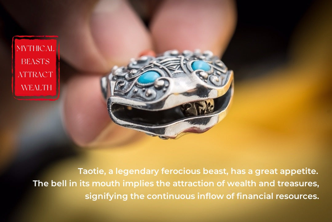 Pixiu Wealth Bell Pendant | Sterling Silver & Turquoise Amulet