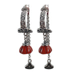 925 silver Tibetan long tassel Nanhong asymmetric earrings women's niche design high sense