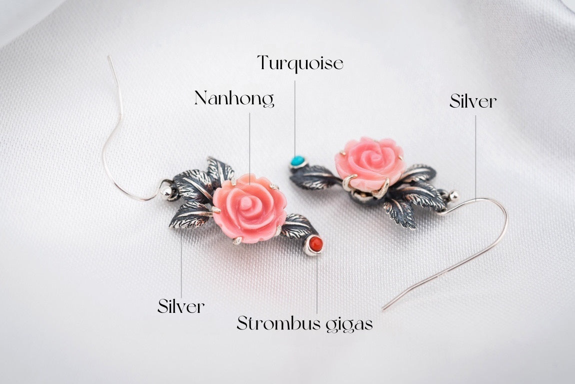 Queen Conch Rose Earrings | Rotating Sterling-Silver Love Blooms