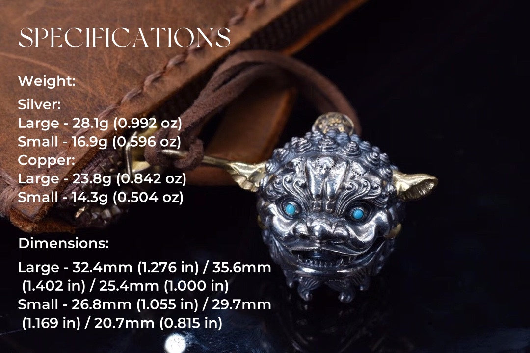Tibetan Snow-Lion Guardian Pendant – Silver Bell & Feng-Shui Luck