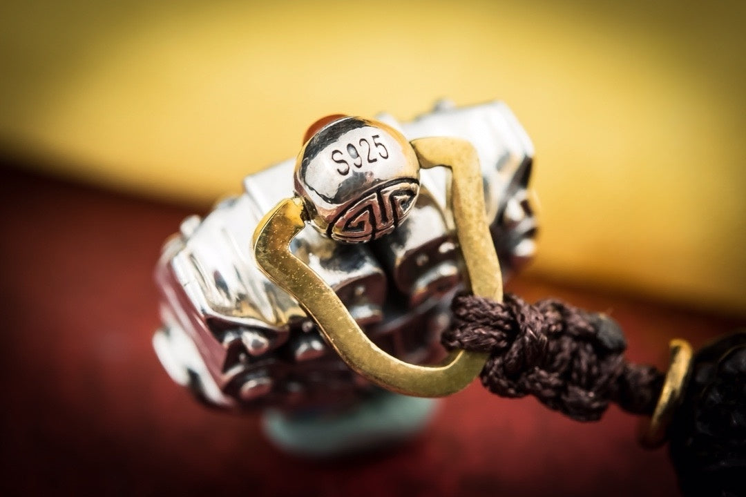 Pixiu Wealth Bell Pendant | Sterling Silver & Turquoise Amulet