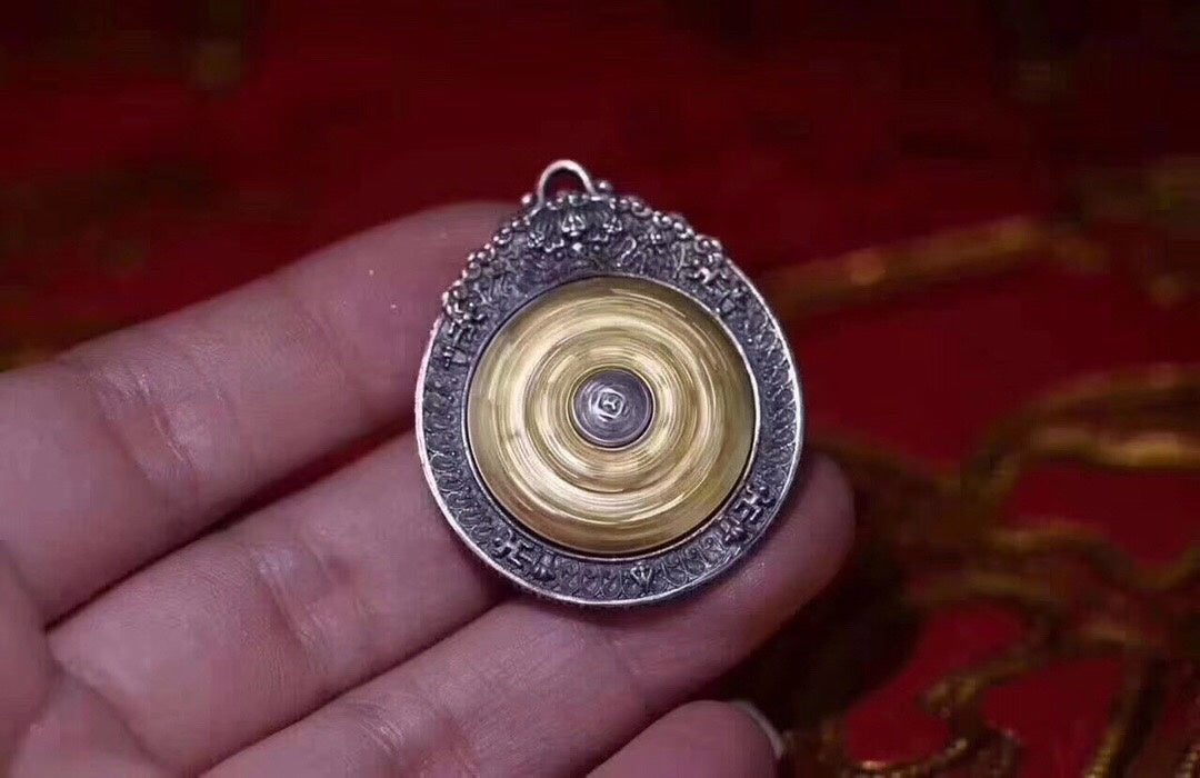 Nine-Palace Bagua Spinner Pendant | Sterling-Silver & Brass