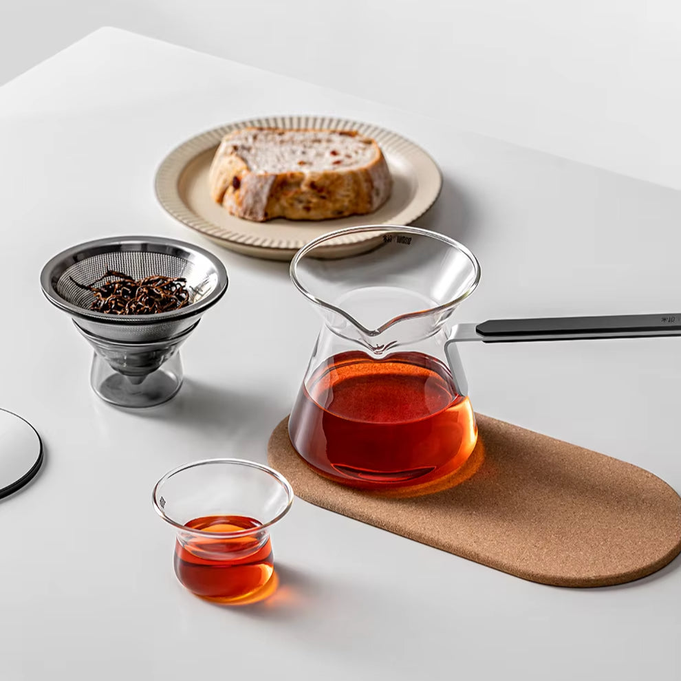Classic Series 1-4Cup Wood Neck Drip Pot Elegant Ceramic Pour Over Coffee and Tea Maker Set with Filter for Travel and Camping