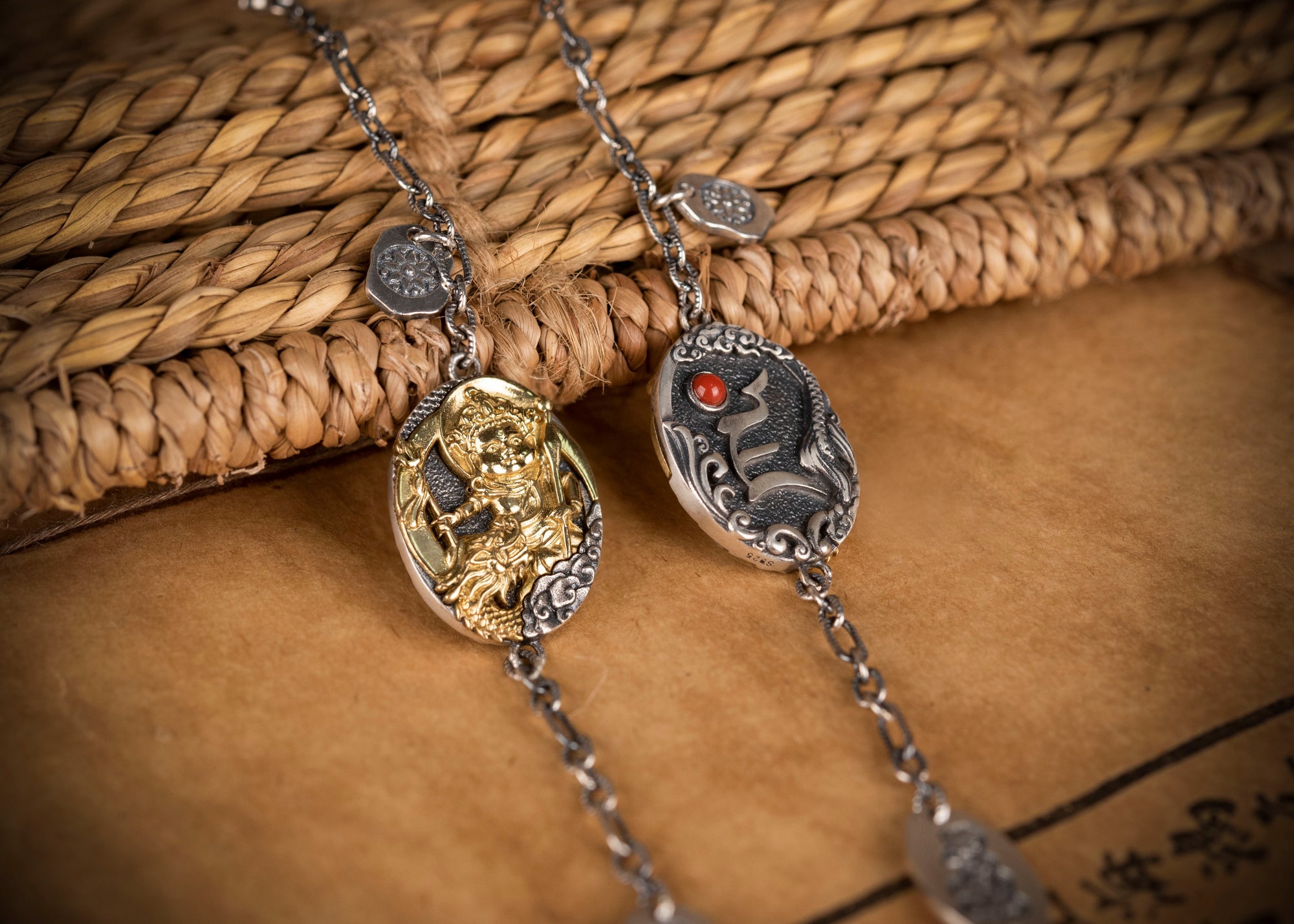 White Jambhala Wealth Bracelet | 925 Silver & Red Agate