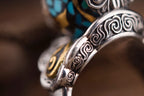 Medicine Buddha Spinner Ring | 925 Silver & Turquoise Dzi