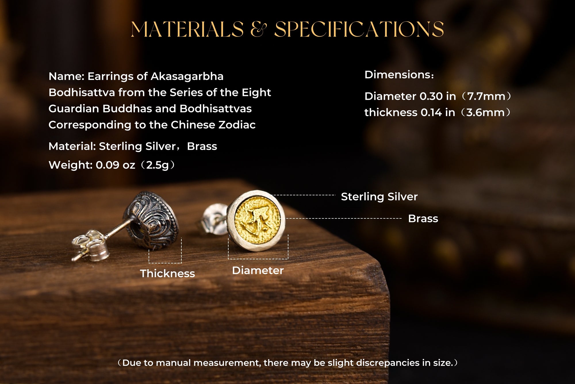 Guardian Zodiac Buddha Stud Earrings | 925 Silver & Brass