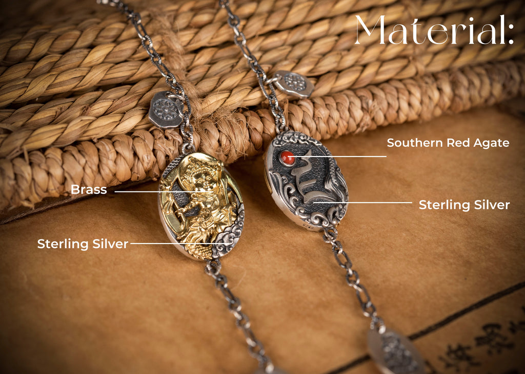 White Jambhala Wealth Bracelet | 925 Silver & Red Agate