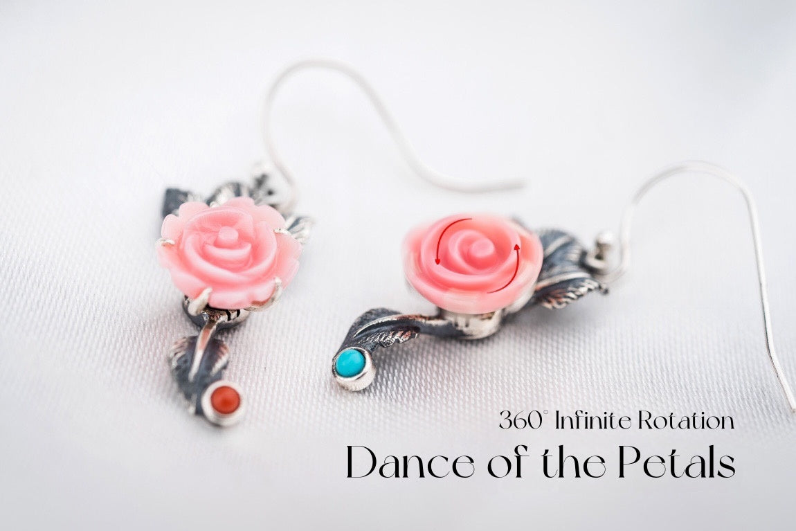 Queen Conch Rose Earrings | Rotating Sterling-Silver Love Blooms