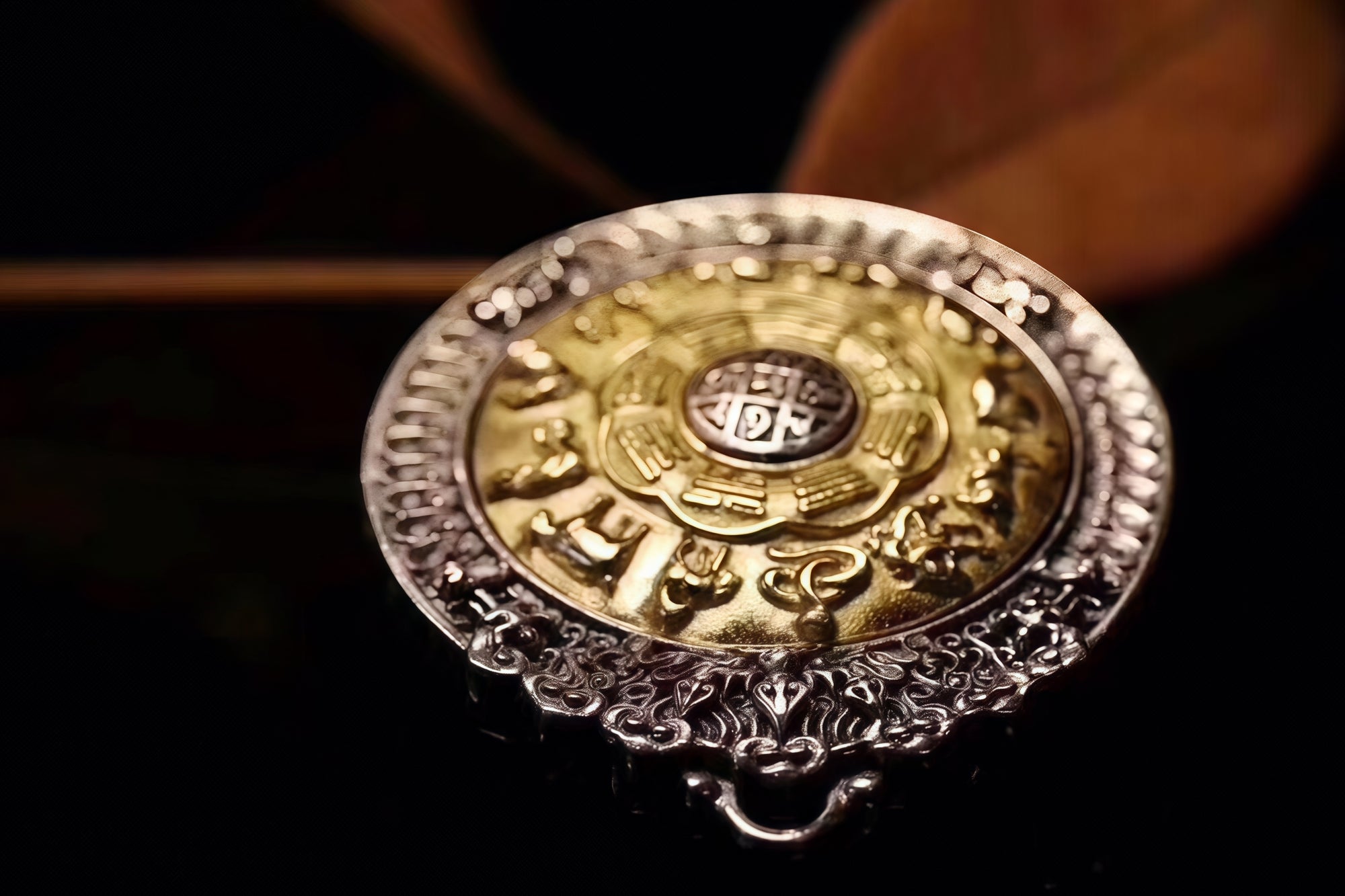 Nine-Palace Bagua Spinner Pendant | Sterling-Silver & Brass