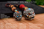 Tibetan Pixiu Guardian Bell Pendant – Silver, Turquoise, Agate