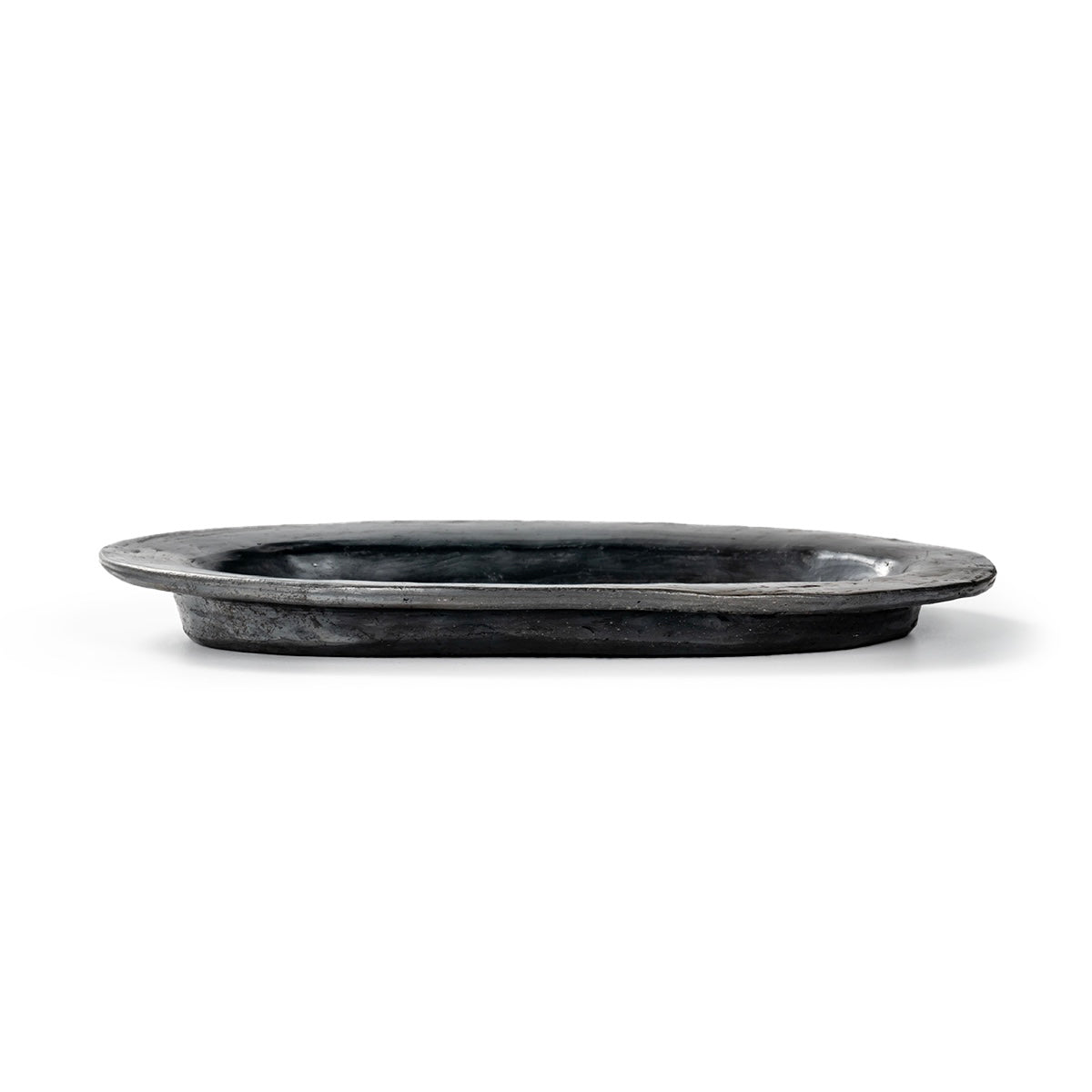 Handmade Tibetan Black Pottery Flying‑Eave Long Tray