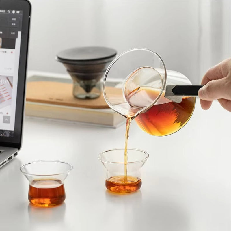 Classic Series 1-4Cup Wood Neck Drip Pot Elegant Ceramic Pour Over Coffee and Tea Maker Set with Filter for Travel and Camping